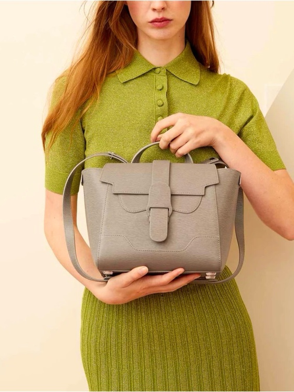 Senreve Mini Maestra in Latte Mimosa Leather